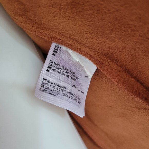 Morgan Taylor Rust Brown Faux Leather Open Jacket Size Large NWT - Picture 6 of 6